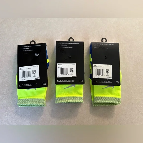 Nike Spark Cushioned Volt Running Ankle Socks Men’s Size 10-11.5 Brand New 3pair - Picture 3 of 5